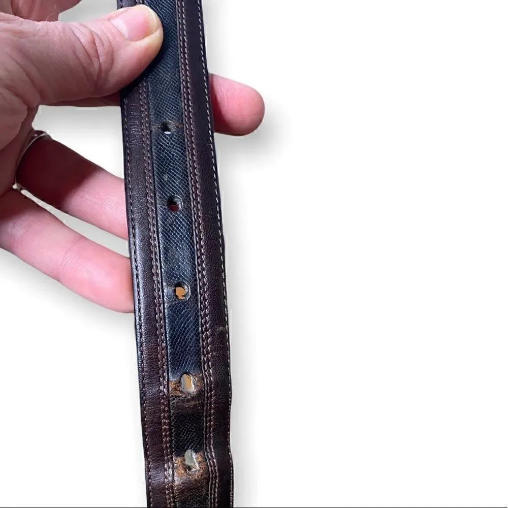 Donald J. Trump Signature Collection brown leather belt with brass buckle 32 /80
